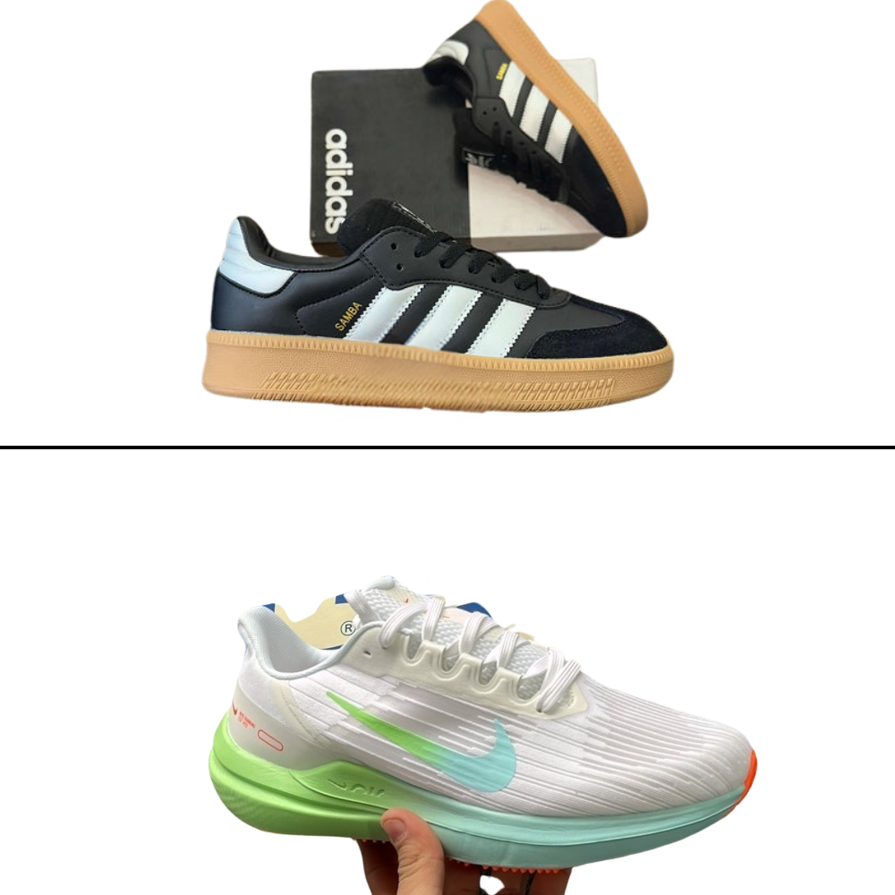 Classic Street & Sport Sneakers – Black & White Combo Deal